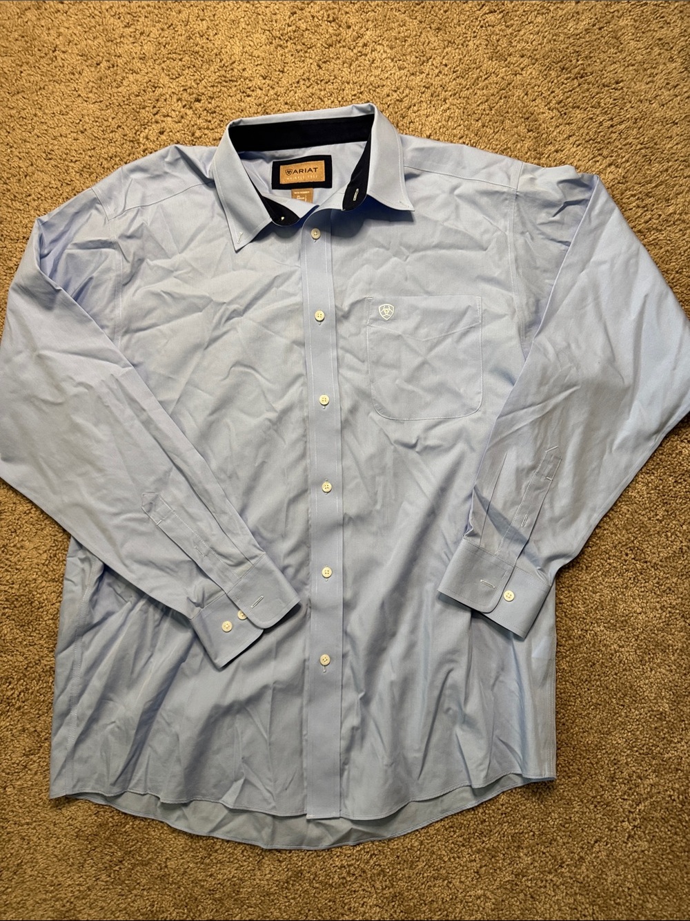 Ariat Light Blue Long-Sleeve Dress Shirt with Contrast Collar